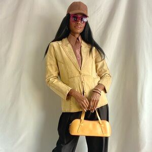 Beige leather patchwork jacket